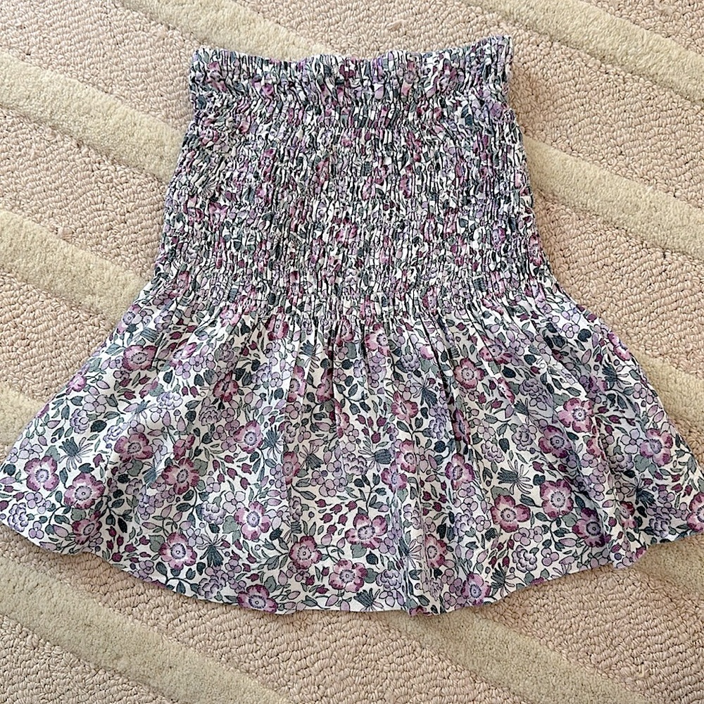 Luli & Me Gabby drop waist smocked floral skirt